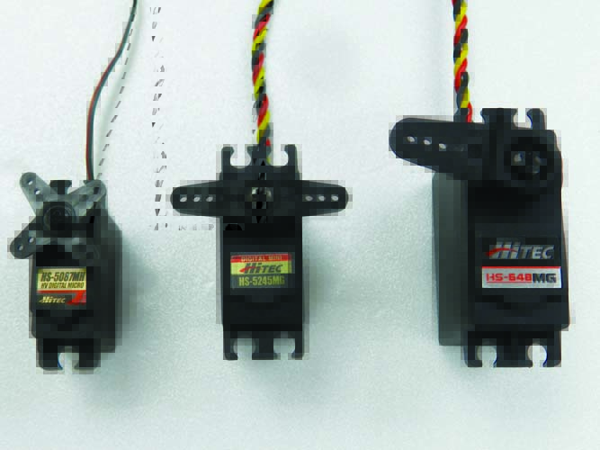 Comparison of size differences between micro, mini, and standard servos.